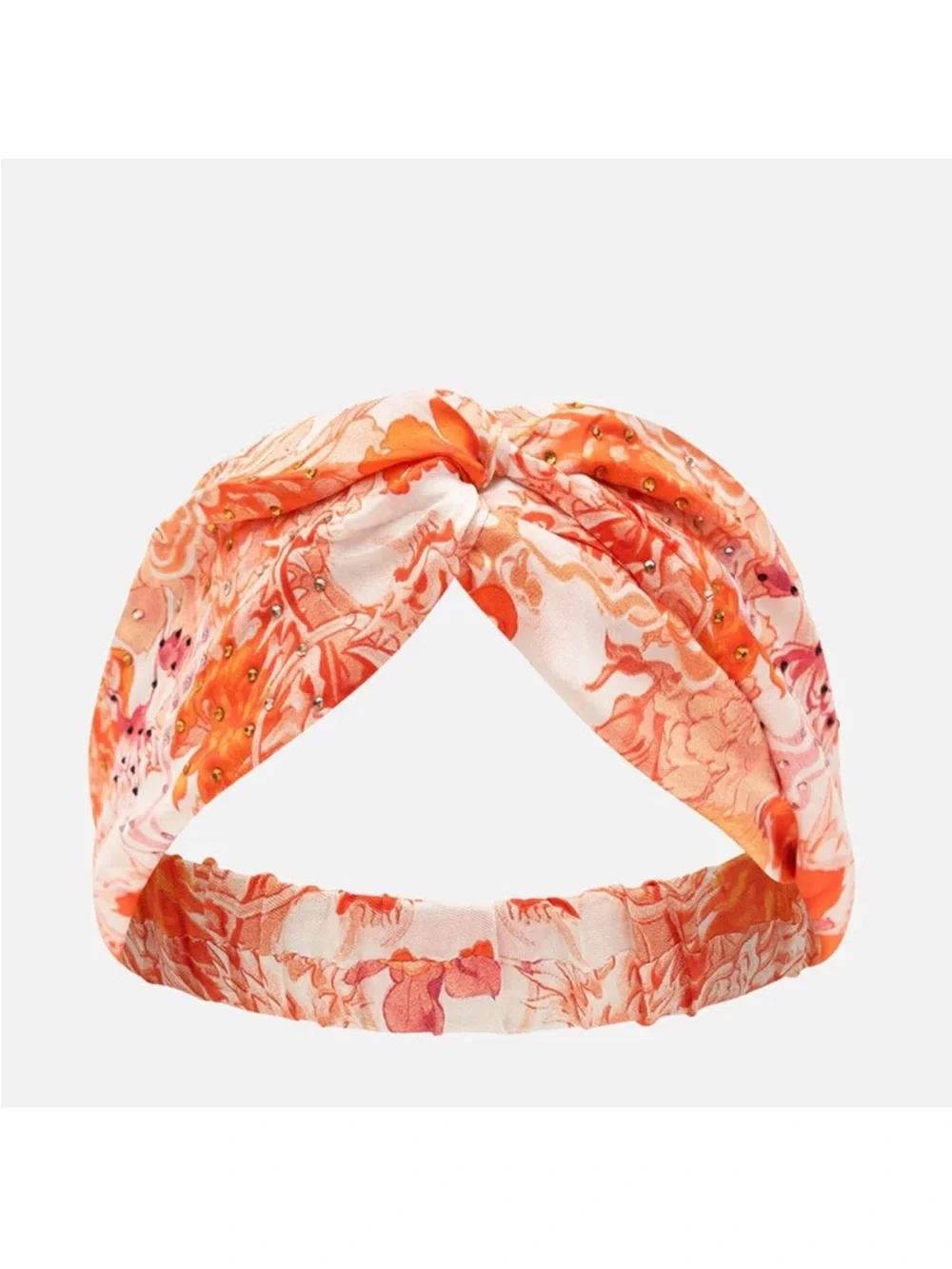 Camilla “Dragon Mother” orange white silk woven twist boho brunch headband